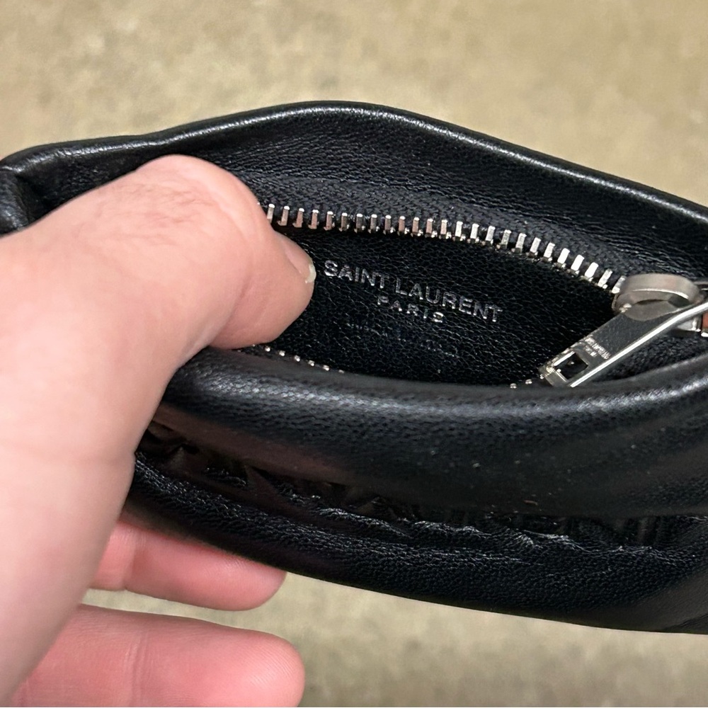 Saint Laurent Wallet Puffy Pouch Lambskin Leather Card Holder Coin Case Clutch - Picture 5 of 7